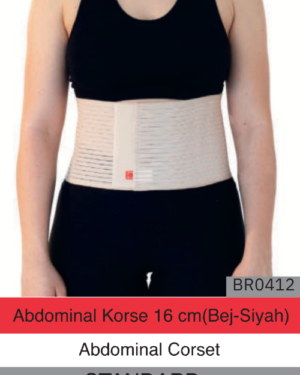 Abdominal Korse 16cm Bej-Siyah Br0412 Standard
