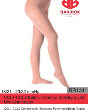 CCL1-CCL2 Külotlu Varis Çorabı (Siyah-Bej) Ucu Açık Kapalı BR1311