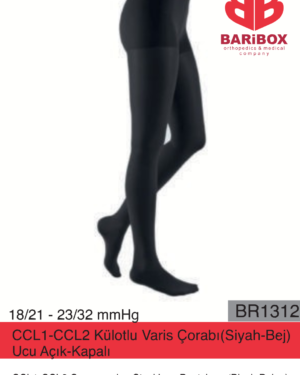 CCL1-CCL2 Külotlu Varis Çorabı (Siyah-Bej) Ucu Açık Kapalı BR1312