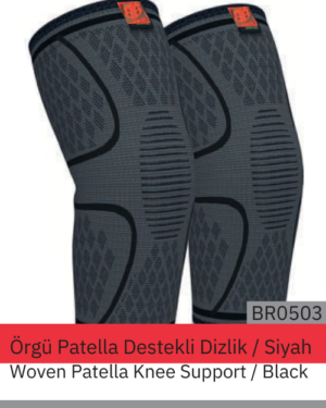 Örgü Patella Destekli Dizlik Siyah BR503