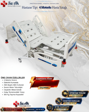 İthal 4 Motorlu Hasta Yatağı Full ABS (Piston Motorlu)