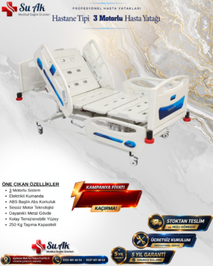 İthal 3 Motorlu Hasta Yatağı Full ABS (Piston Motorlu)